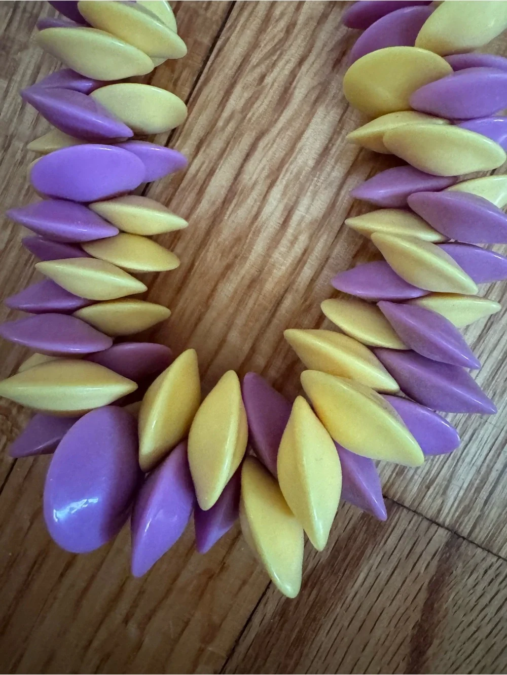 Vintage Lavender and Lemon Bead Statement Necklace